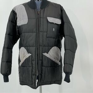 BOB ALLEN VINTAGE SHOOTING QUILTED MENS COAT. BLACK SIZE L
